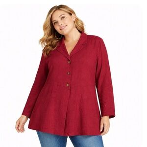 J Jill Linen Jacket NWT Jacket Size 4X Persimmon Button Up Lagenlook Plus Size